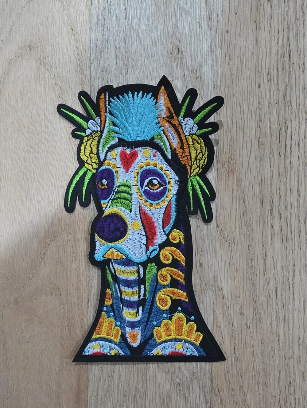 Mexican Art Alebrije Great Dane Dog Patch Parche Embroidered Iron On Mexico - Picture 2 of 3